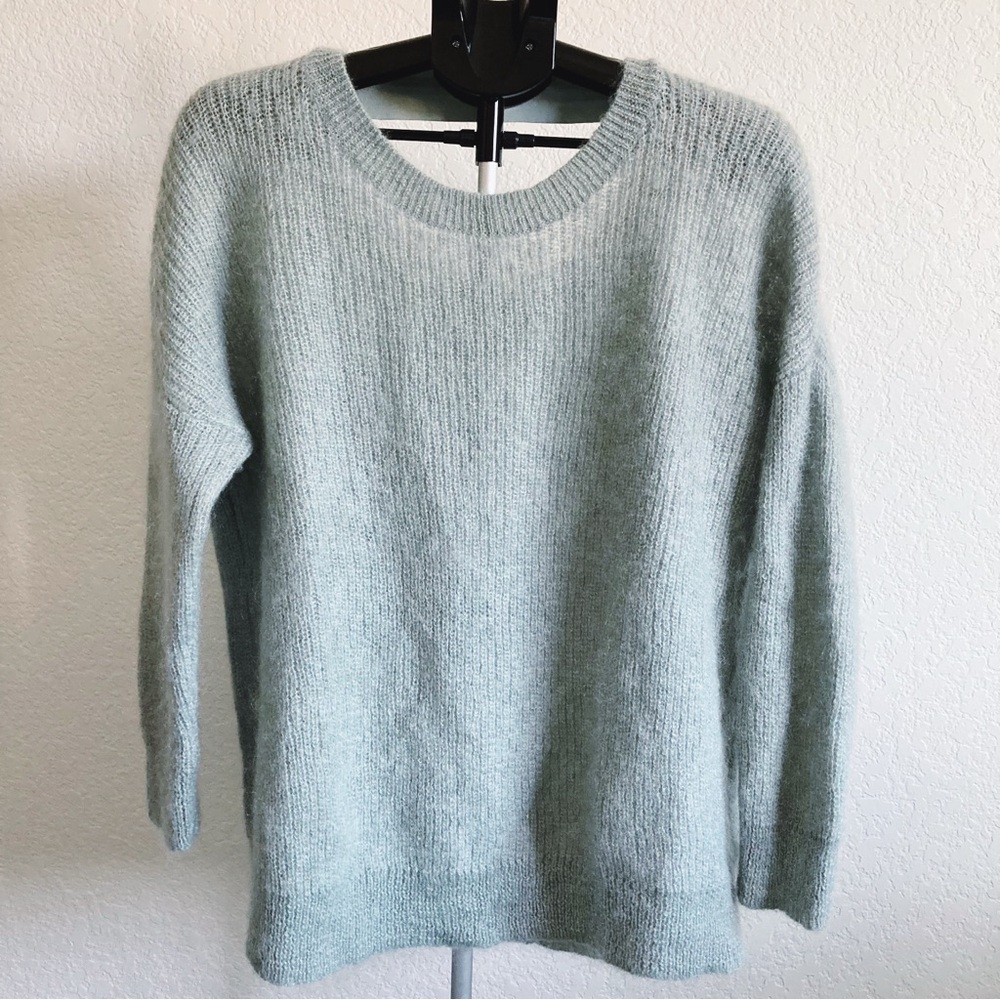 COS Mohair & Wool Blend Crewneck Sweater Ribbon Back Detail